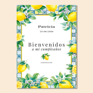 cartel de bienvenida para cumpleaños personalizado limón