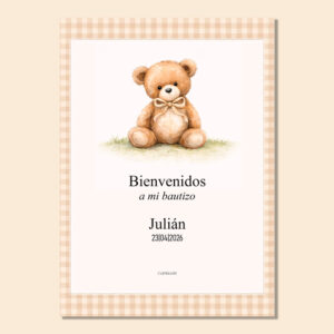 cartel de bienvenida para bautizo personalizado conejo (copia)