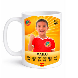 taza personalizada balón de oro con nombre, foto y bandera – modelo fc26 1