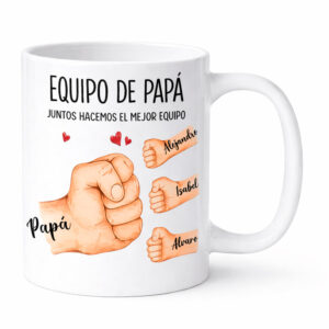 taza personalizada equipo de papá con nombres