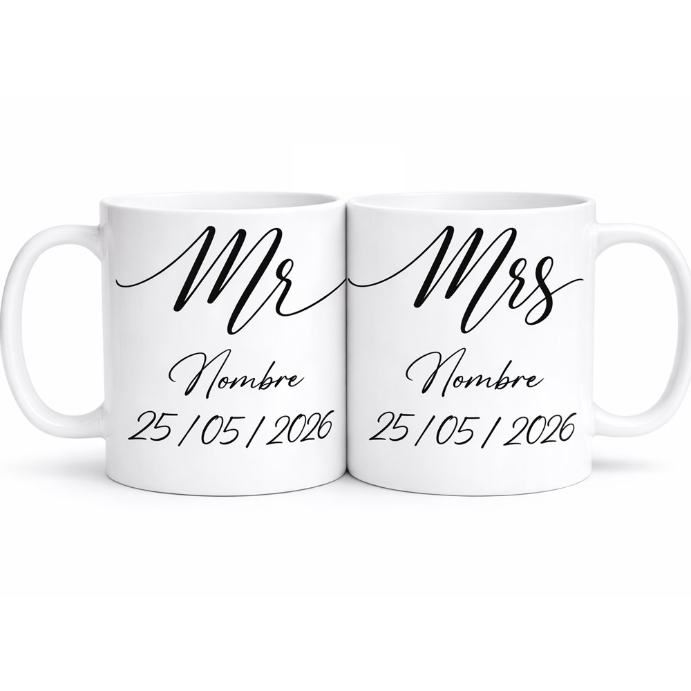 pack tazas personalizadas mr & mrs – regalo emotivo para recién casados pack tazas personalizadas mr & mrs – regalo emotivo para recién casados